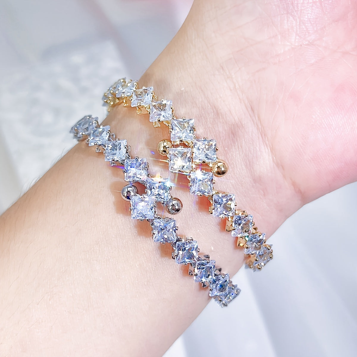 1 Pc Bracelet +1 Pc Necklace Copper 18K Gold Plated Jewelry Embellished With Shiny zirconia Elegant Sexy Style For Women Wedding Gift