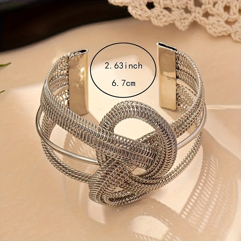1 Pc Creative Wrapped Knot Design Cuff Bangle Cuff Bracelet Iron 18K Gold Plated Jewelry Bohemian Punk Style Personality Hand Decor