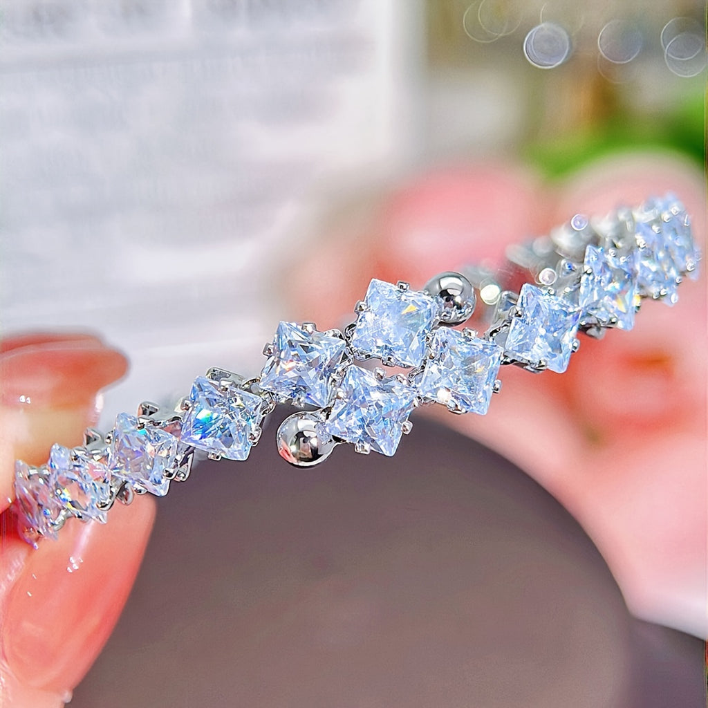 1 Pc Bracelet +1 Pc Necklace Copper 18K Gold Plated Jewelry Embellished With Shiny zirconia Elegant Sexy Style For Women Wedding Gift