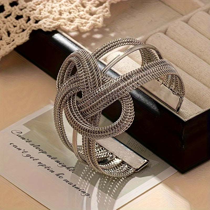 1 Pc Creative Wrapped Knot Design Cuff Bangle Cuff Bracelet Iron 18K Gold Plated Jewelry Bohemian Punk Style Personality Hand Decor