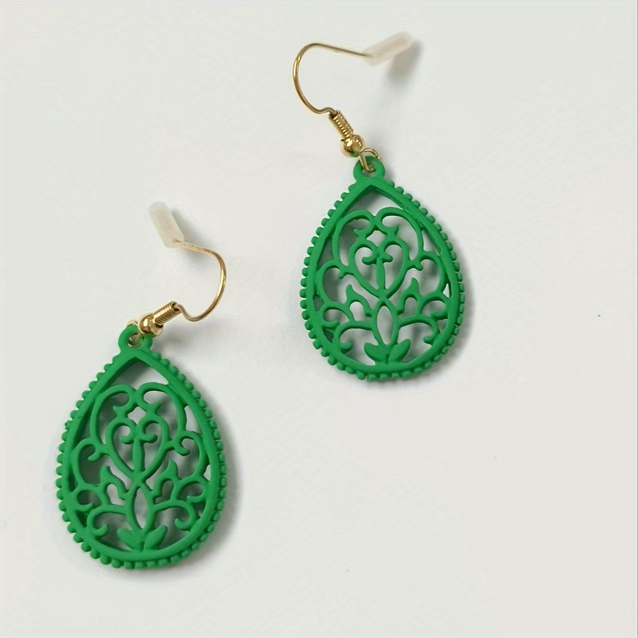 Hollow Golden Flower Pattern Teardrop Dangle Earrings Elegant Style Alloy 14K Gold Plated Jewelry Delicate Female Gift