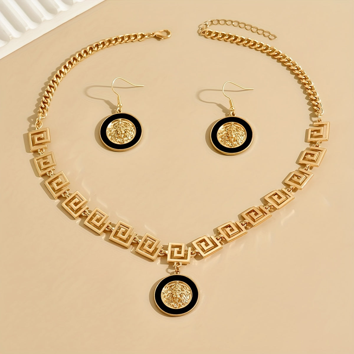 1 pair 18k Gold Plated Jewelry Set - Stylish Earrings and Necklace for Men and Women - Perfect for Daily Outfits and Symbolizes Fashion and Nobility