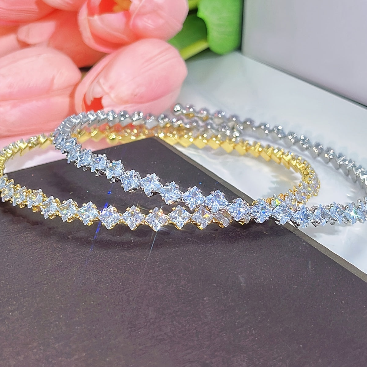 1 Pc Bracelet +1 Pc Necklace Copper 18K Gold Plated Jewelry Embellished With Shiny zirconia Elegant Sexy Style For Women Wedding Gift