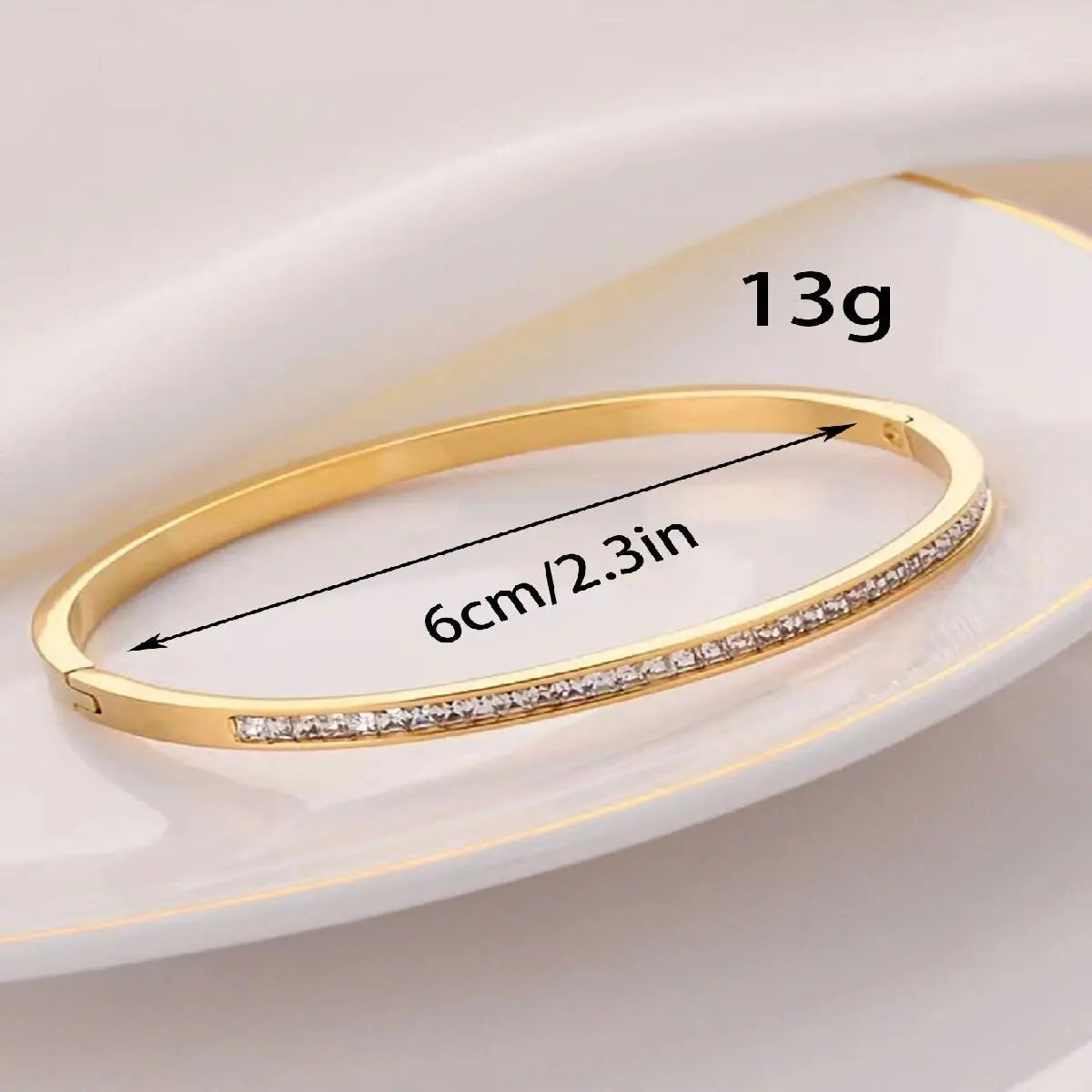 Gold Titanium Steel Bracelet - Zircon Inlaid Classic Design
