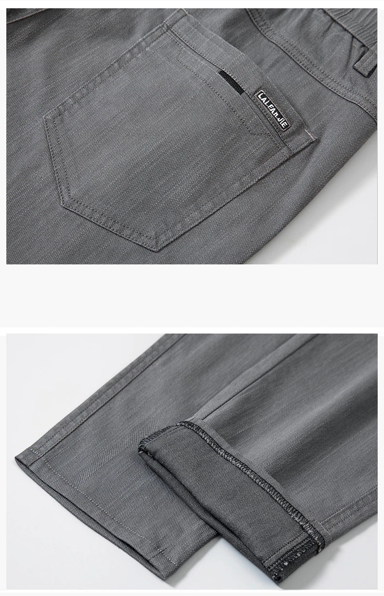 2025 New Men's Casual Pants Spring Summer Thin Business Straight Cotton Stretch Classic Work Trousers Korean Brand Clothing