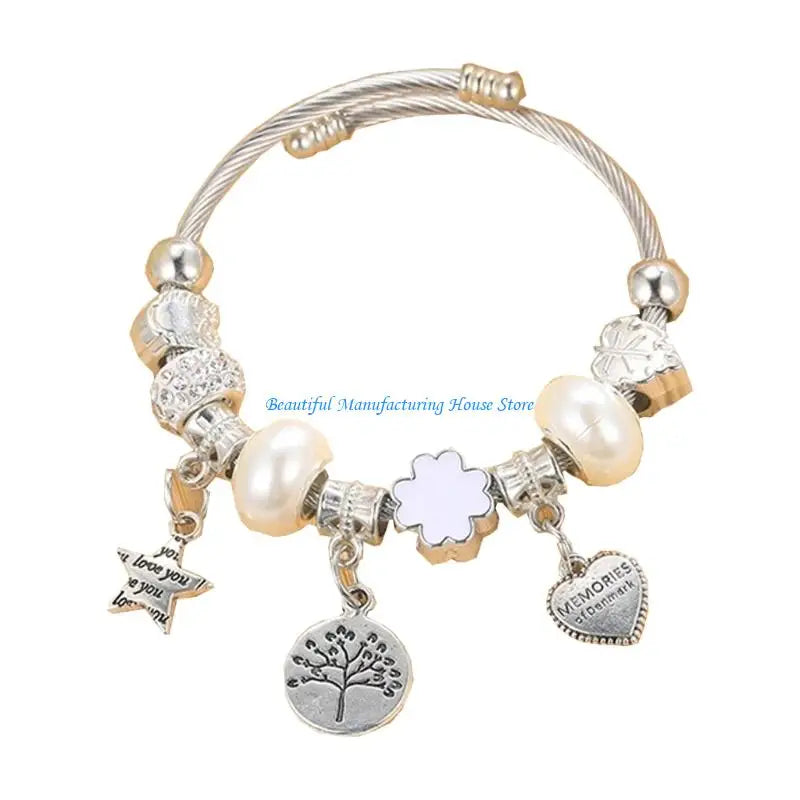 Elegant Crystal Beaded Bracelet - Titanium Steel Jewelry