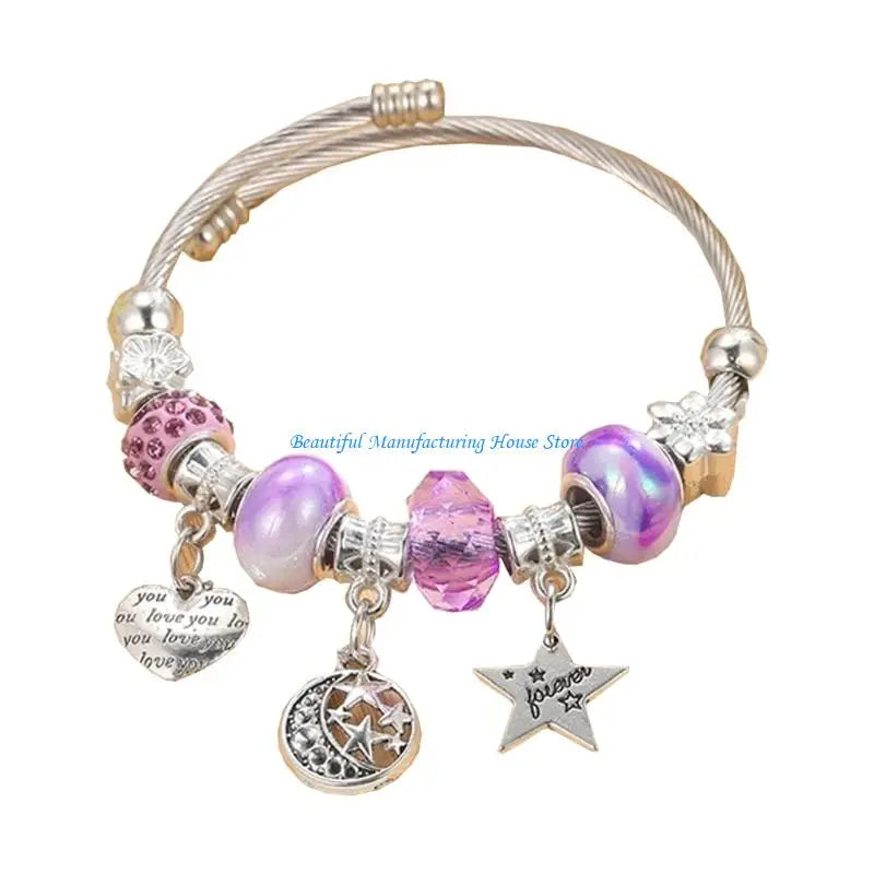 Elegant Crystal Beaded Bracelet - Titanium Steel Jewelry