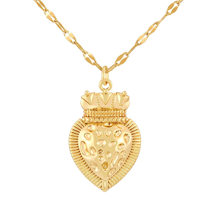 Love Crown Pendant Necklace - Vintage Titanium Steel Zircon