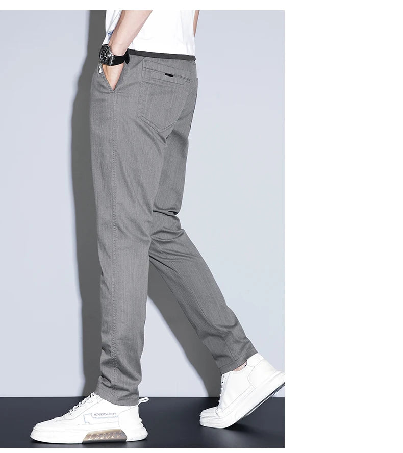 2025 New Men's Casual Pants Spring Summer Thin Business Straight Cotton Stretch Classic Work Trousers Korean Brand Clothing