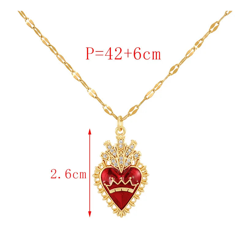 Love Crown Pendant Necklace - Vintage Titanium Steel Zircon
