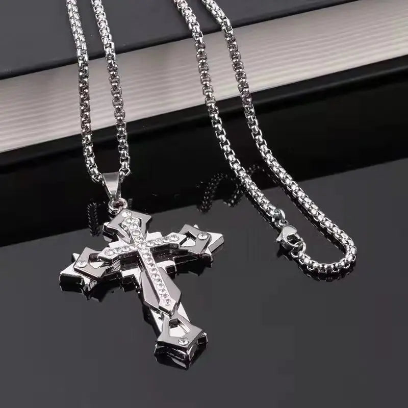 Cross Titanium Steel Necklace - Hip-Hop Pendant Chain Unisex