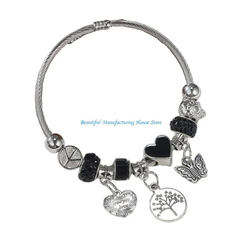 Elegant Crystal Beaded Bracelet - Titanium Steel Jewelry