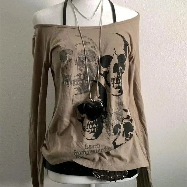 Camiseta Crop Top Mujer Y2K - T-Shirt Cuello V Rosa Estampado Verano