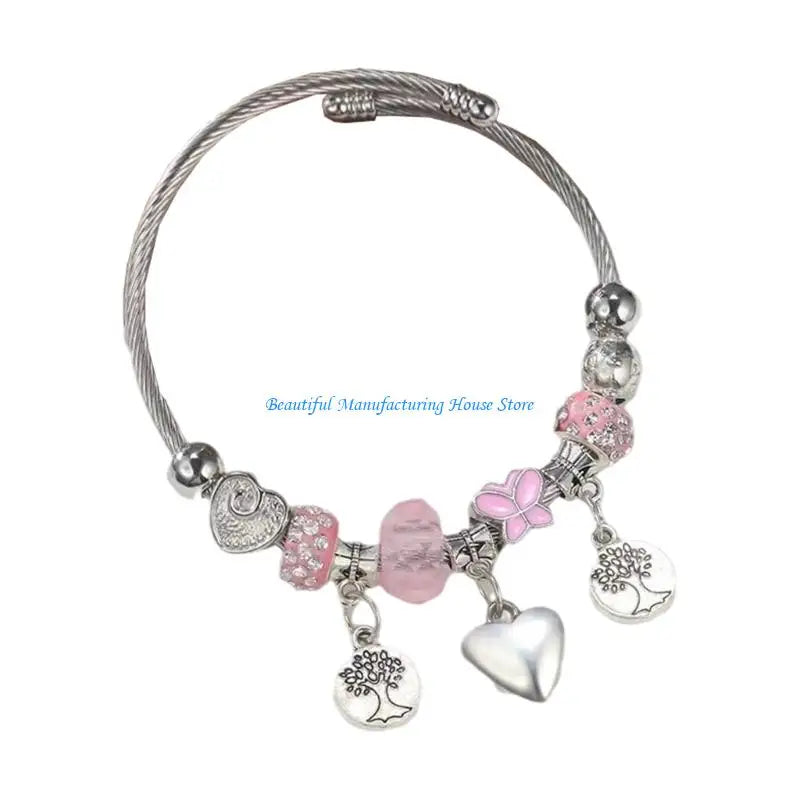 Elegant Crystal Beaded Bracelet - Titanium Steel Jewelry