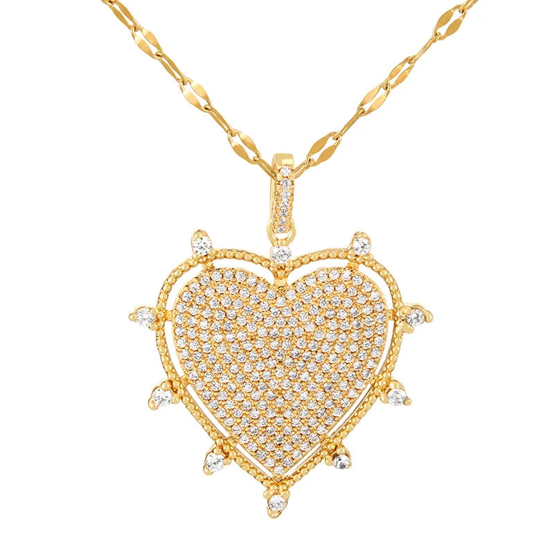 Love Crown Pendant Necklace - Vintage Titanium Steel Zircon