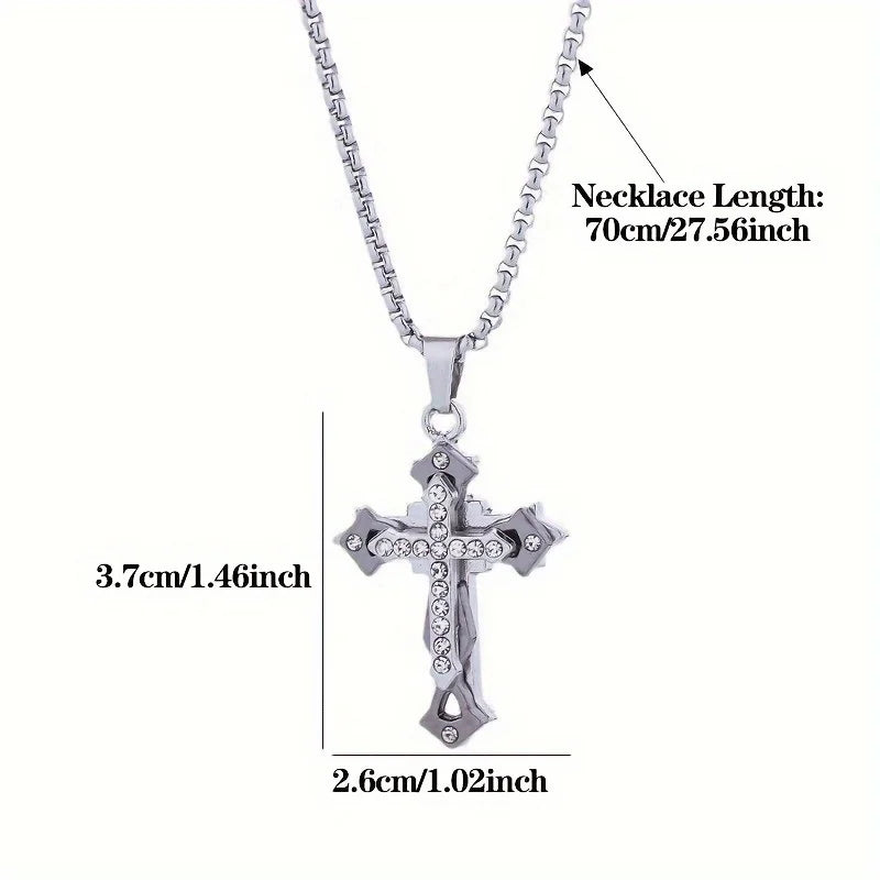 Cross Titanium Steel Necklace - Hip-Hop Pendant Chain Unisex