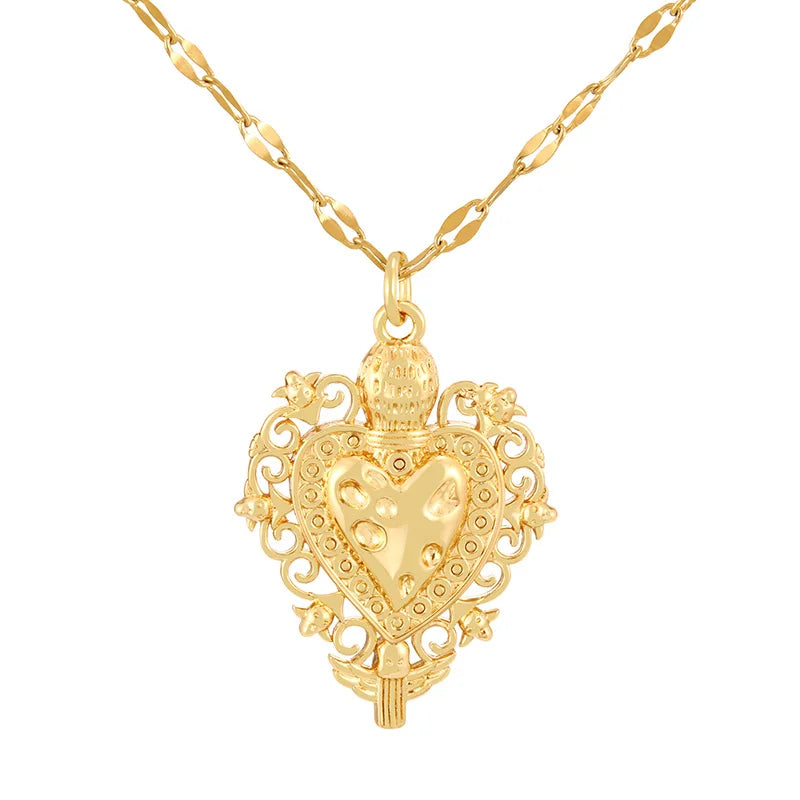 Love Crown Pendant Necklace - Vintage Titanium Steel Zircon