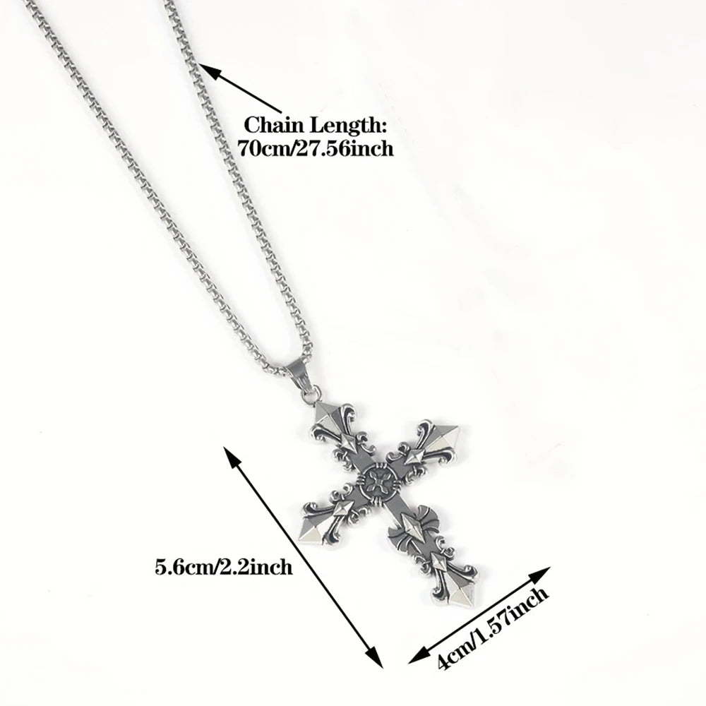 Cross Titanium Steel Necklace - Hip-Hop Pendant Chain Unisex