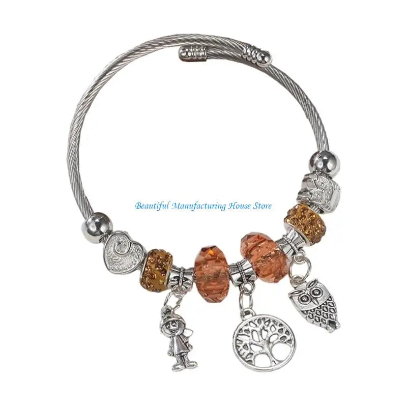 Elegant Crystal Beaded Bracelet - Titanium Steel Jewelry