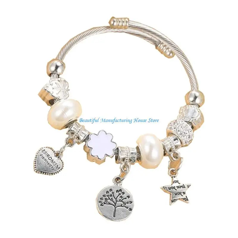 Elegant Crystal Beaded Bracelet - Titanium Steel Jewelry