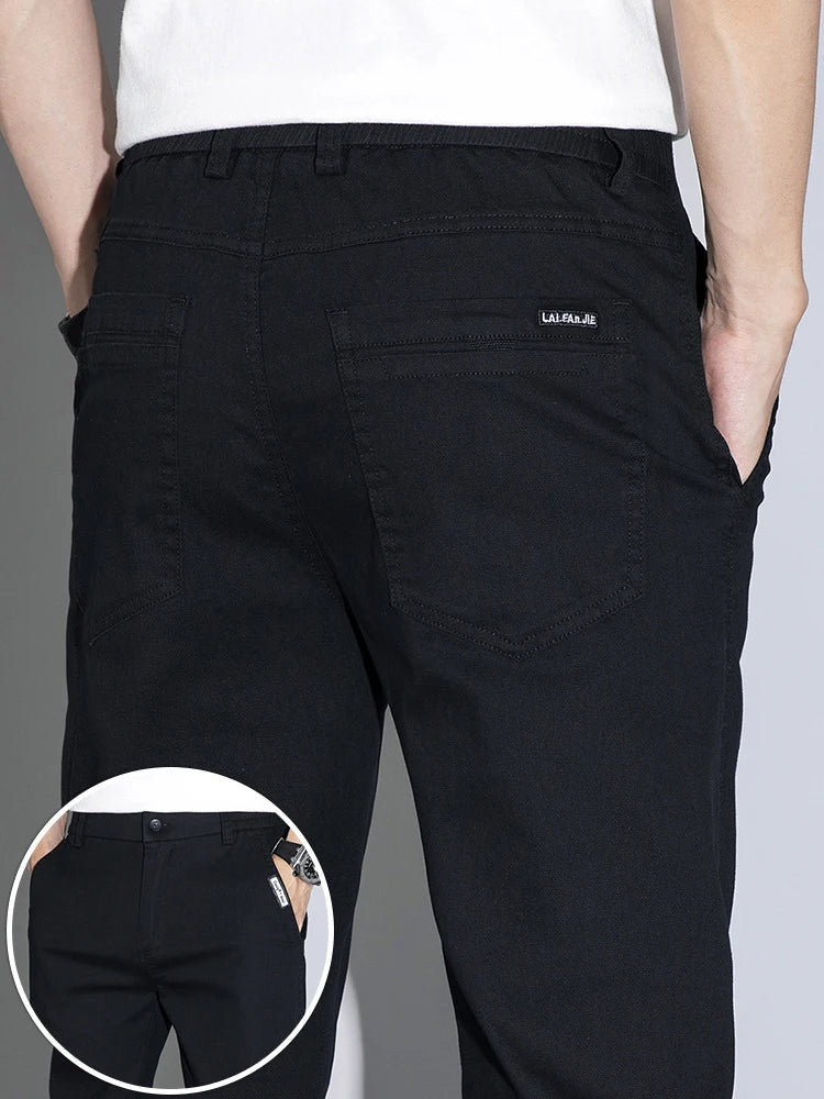 2025 New Men's Casual Pants Spring Summer Thin Business Straight Cotton Stretch Classic Work Trousers Korean Brand Clothing