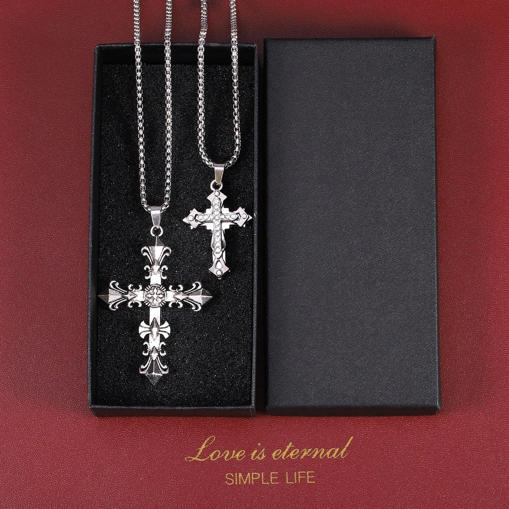 Cross Titanium Steel Necklace - Hip-Hop Pendant Chain Unisex