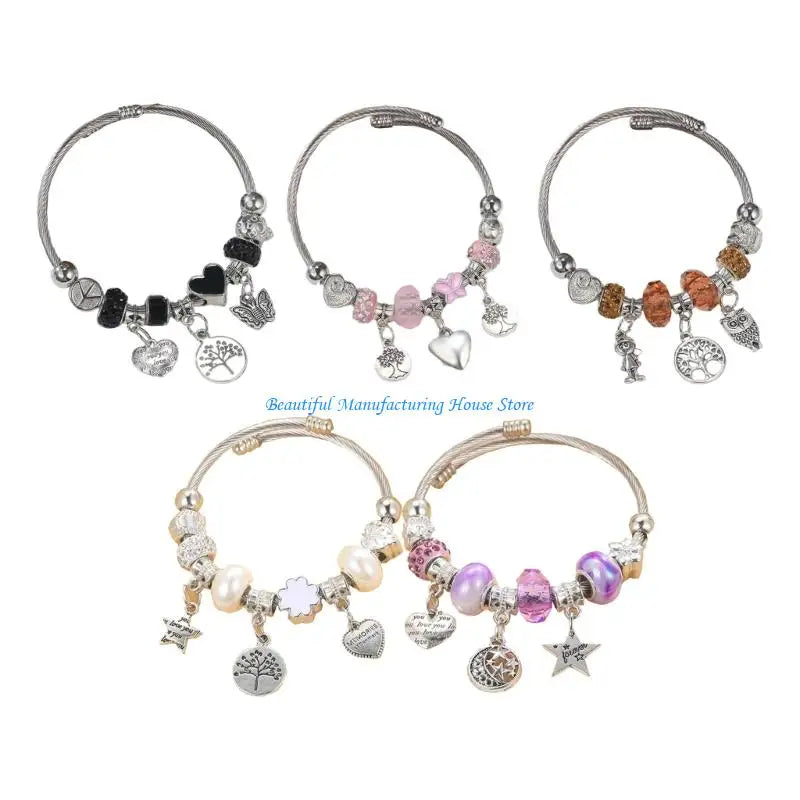 Elegant Crystal Beaded Bracelet - Titanium Steel Jewelry