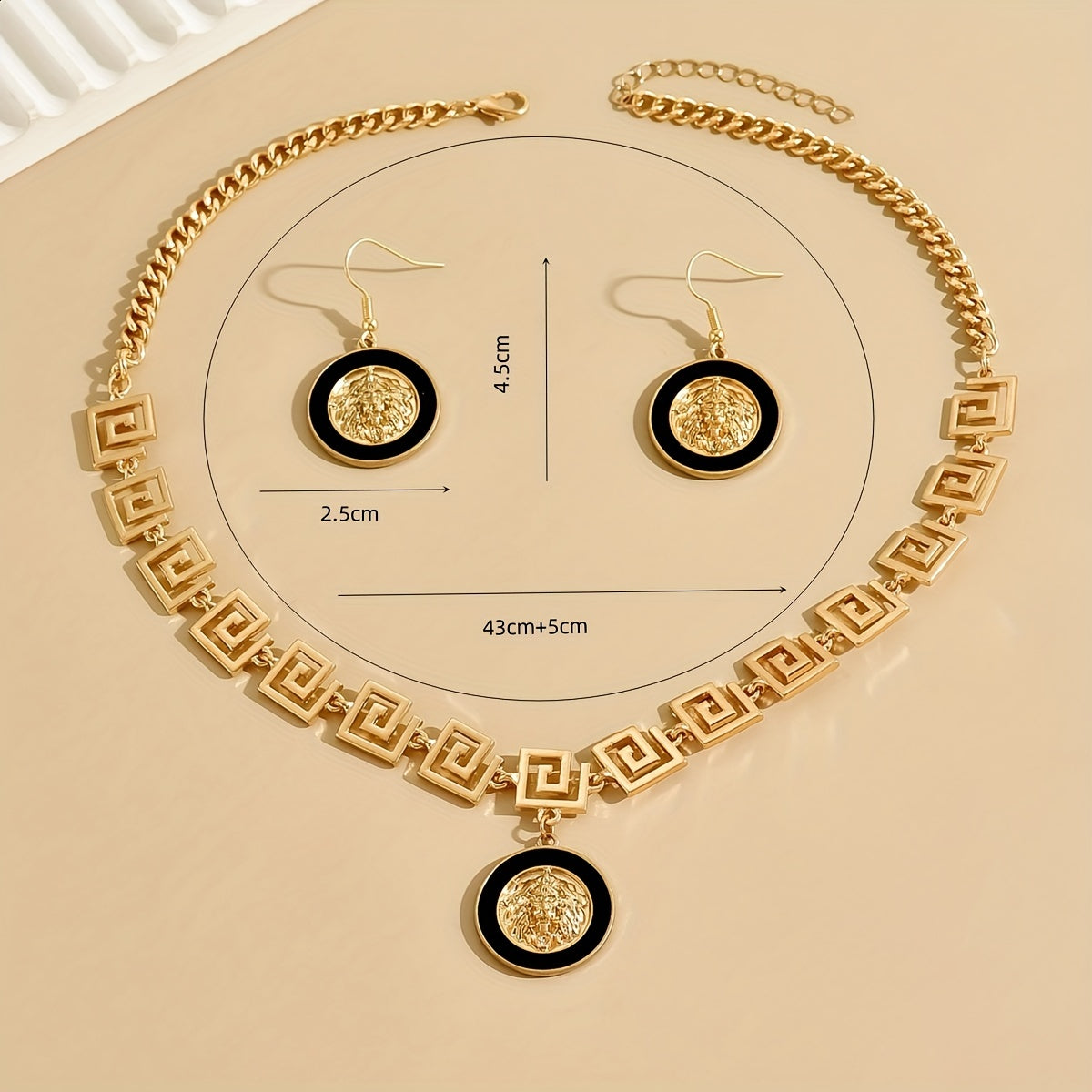 1 pair 18k Gold Plated Jewelry Set - Stylish Earrings and Necklace for Men and Women - Perfect for Daily Outfits and Symbolizes Fashion and Nobility