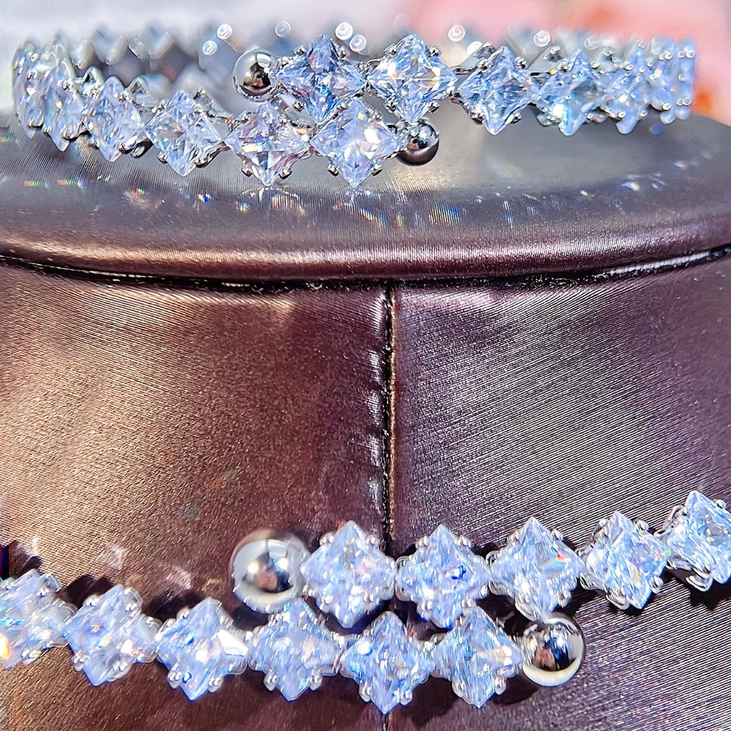 1 Pc Bracelet +1 Pc Necklace Copper 18K Gold Plated Jewelry Embellished With Shiny zirconia Elegant Sexy Style For Women Wedding Gift