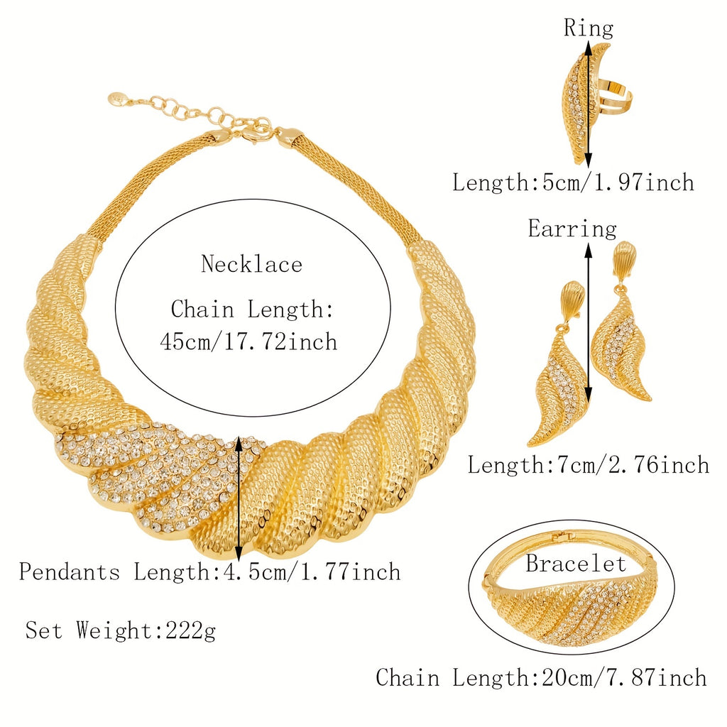 1set Dubai Gold Plated Jewelry Sets For Women Men, Surround Big Necklace Plate Gold Necklace, Suitable For Wedding Banquet Parties Jewelry 4PCS