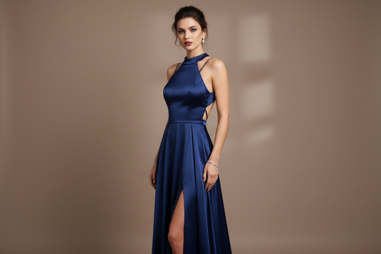 Vestido de noche proporciones horizontales